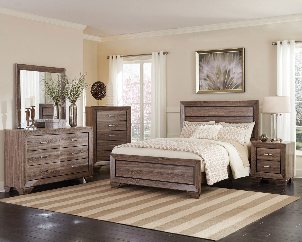 Eastern King Bed - Kauffman Wood Eastern King Panel Bed Washed Taupe