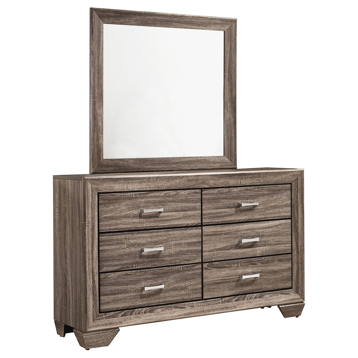 Dresser With Mirror - Kauffman 6-drawer Dresser with Mirror Washed Taupe