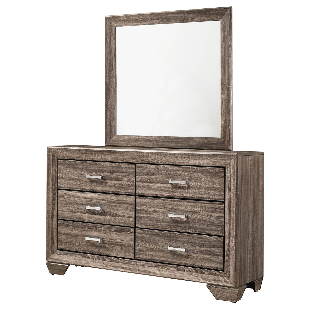 Dresser With Mirror - Kauffman 6-drawer Dresser with Mirror Washed Taupe