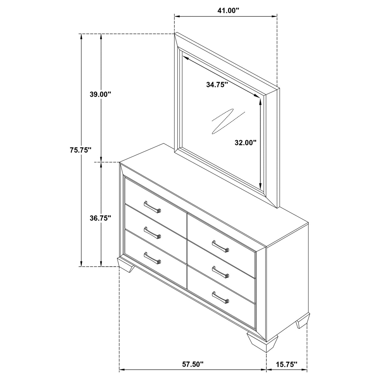 Dresser With Mirror - Kauffman 6-drawer Dresser with Mirror Washed Taupe