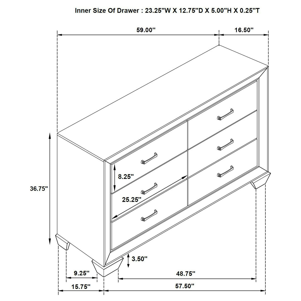 Dresser - Kauffman 6-drawer Dresser Washed Taupe