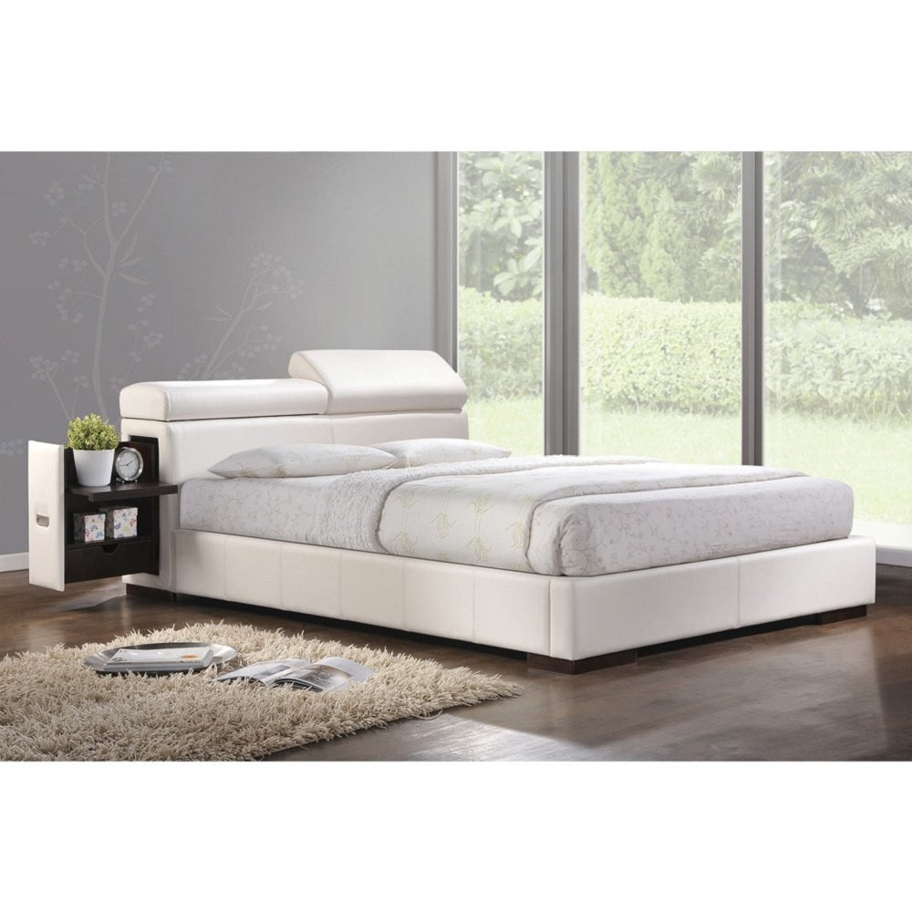 Acme - Manjot Queen Bed 20420Q White Synthetic Leather