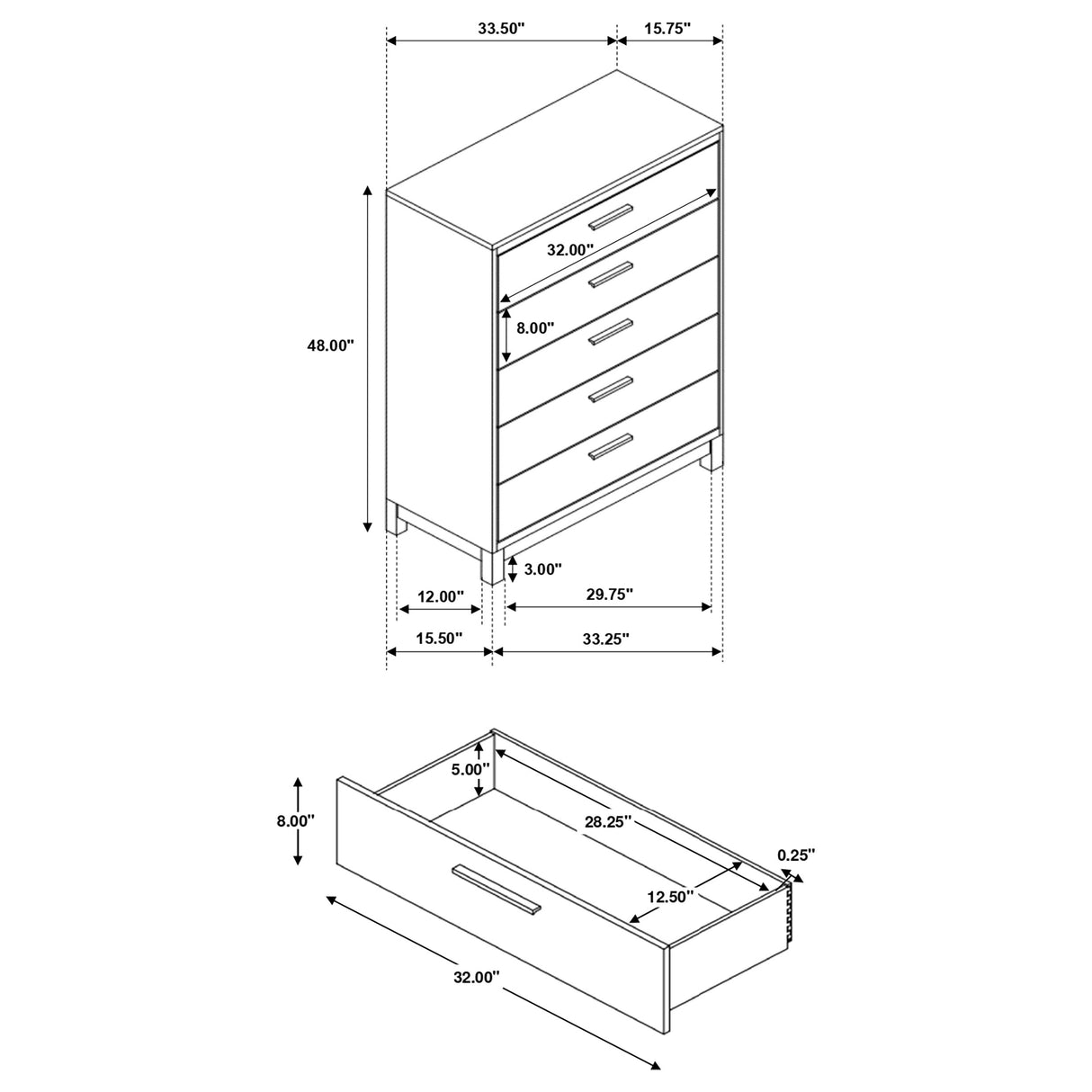 Chest - Edmonton 5-drawer Chest Rustic Tobacco