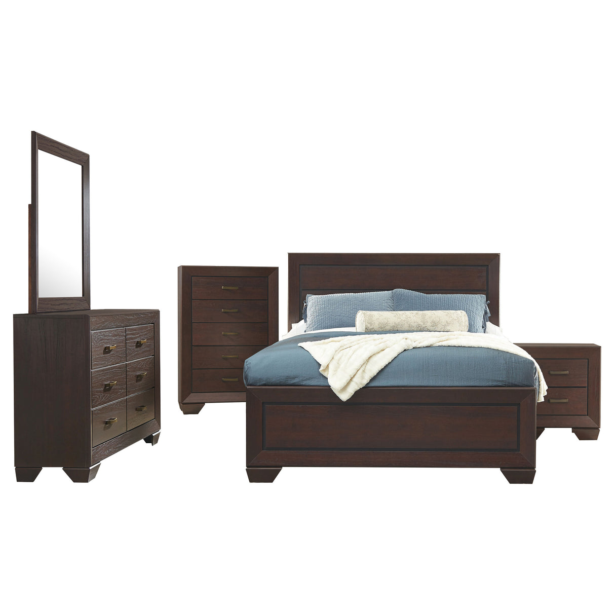 Eastern King Bed 5 Pc Set - Kauffman 5-piece Eastern King Bedroom Set Dark Cocoa