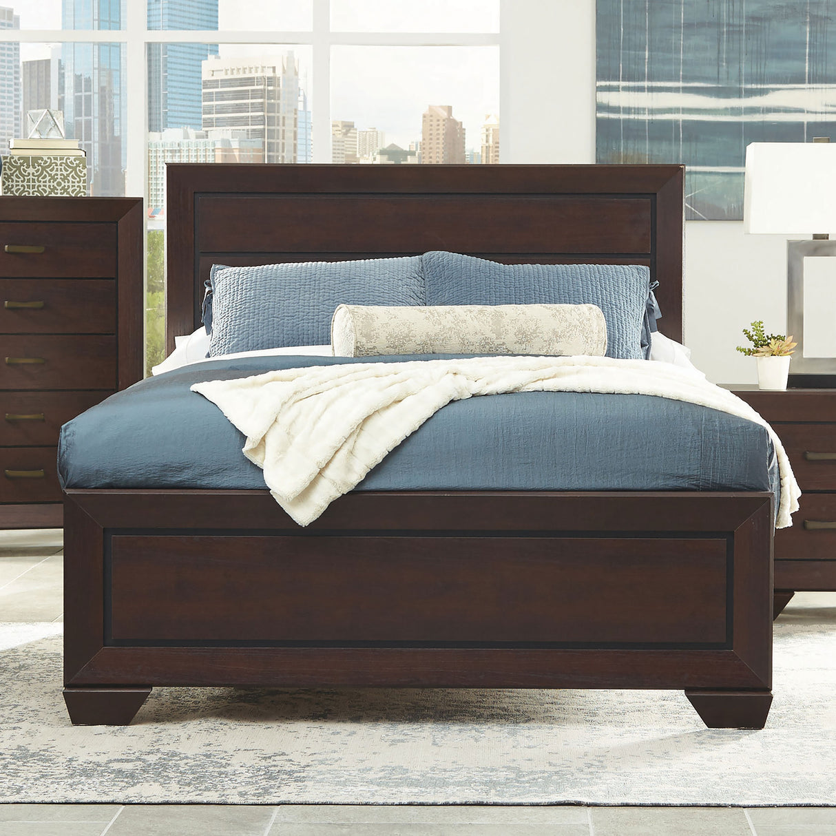 Eastern King Bed - Kauffman Wood Eastern King Panel Bed Dark Cocoa