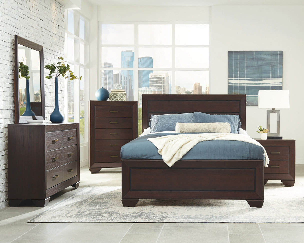 California King Bed - Kauffman Wood California King Panel Bed Dark Cocoa