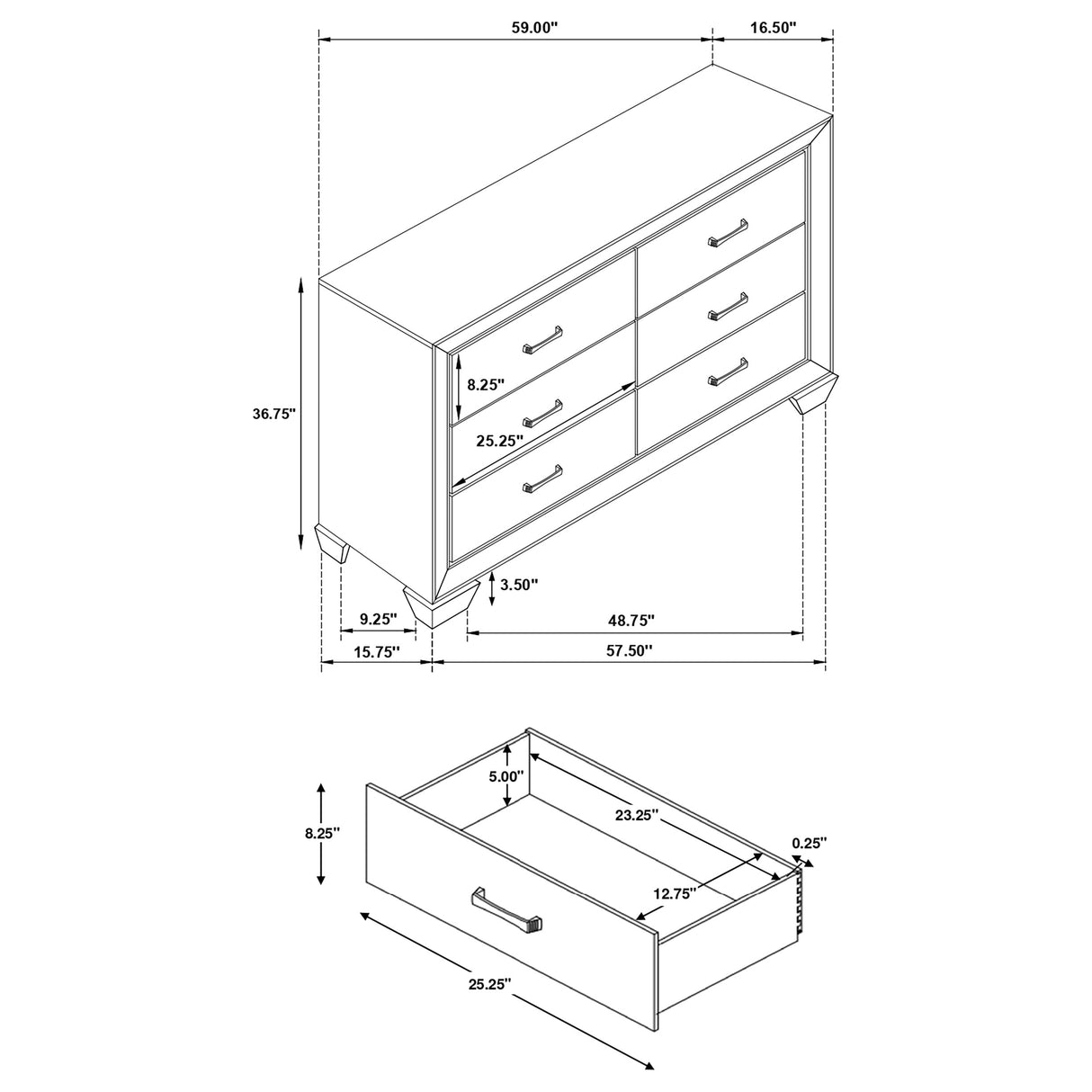 Dresser - Kauffman 6-drawer Dresser Dark Cocoa