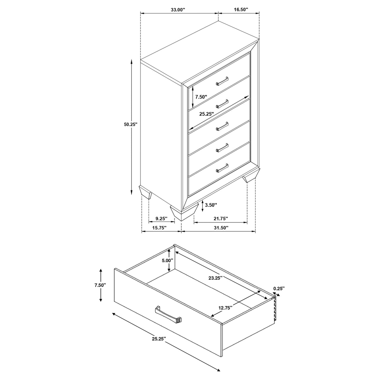 Chest - Kauffman 5-drawer Chest Dark Cocoa