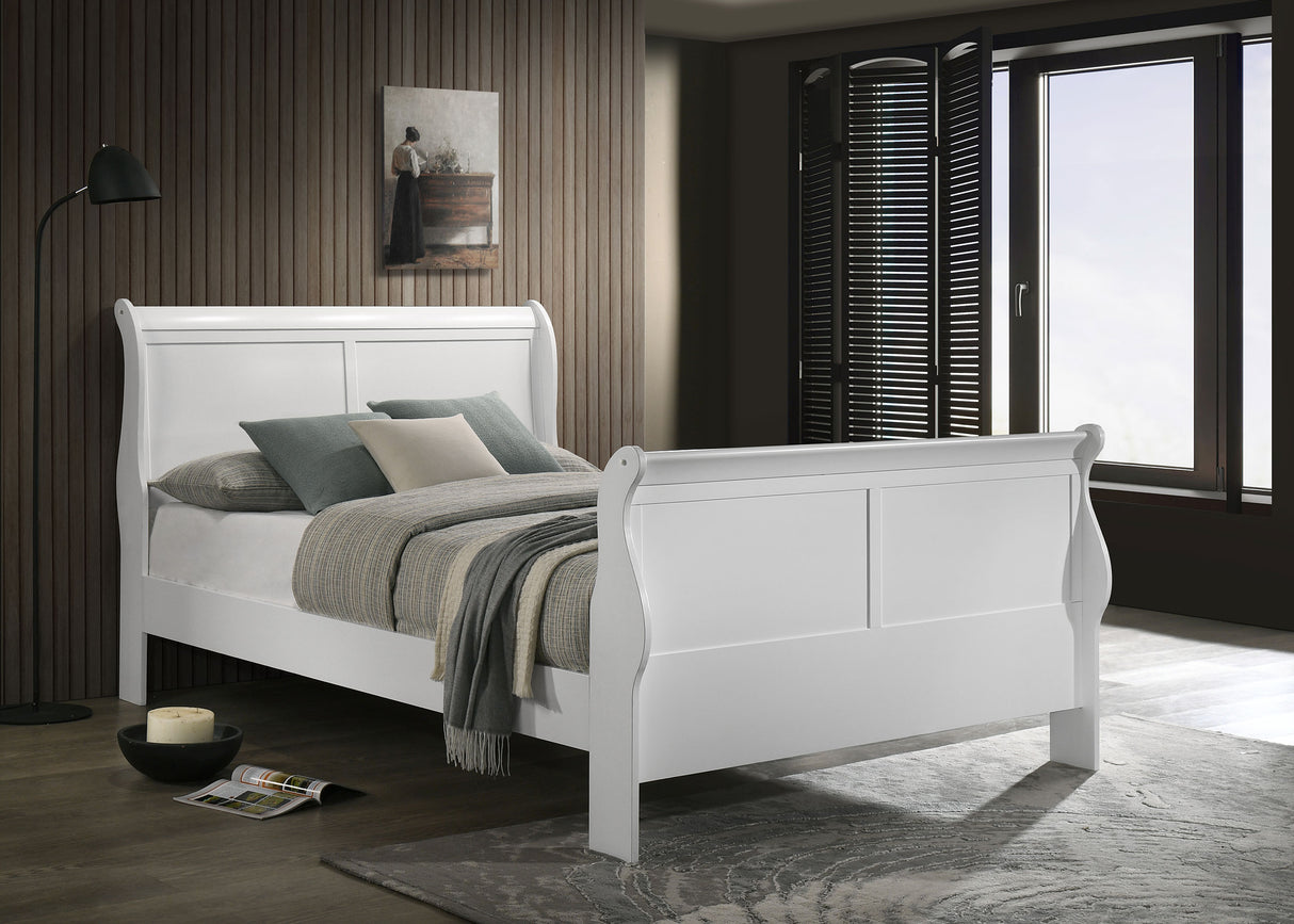 Full Bed - Louis Philippe Wood Full Sleigh Bed White