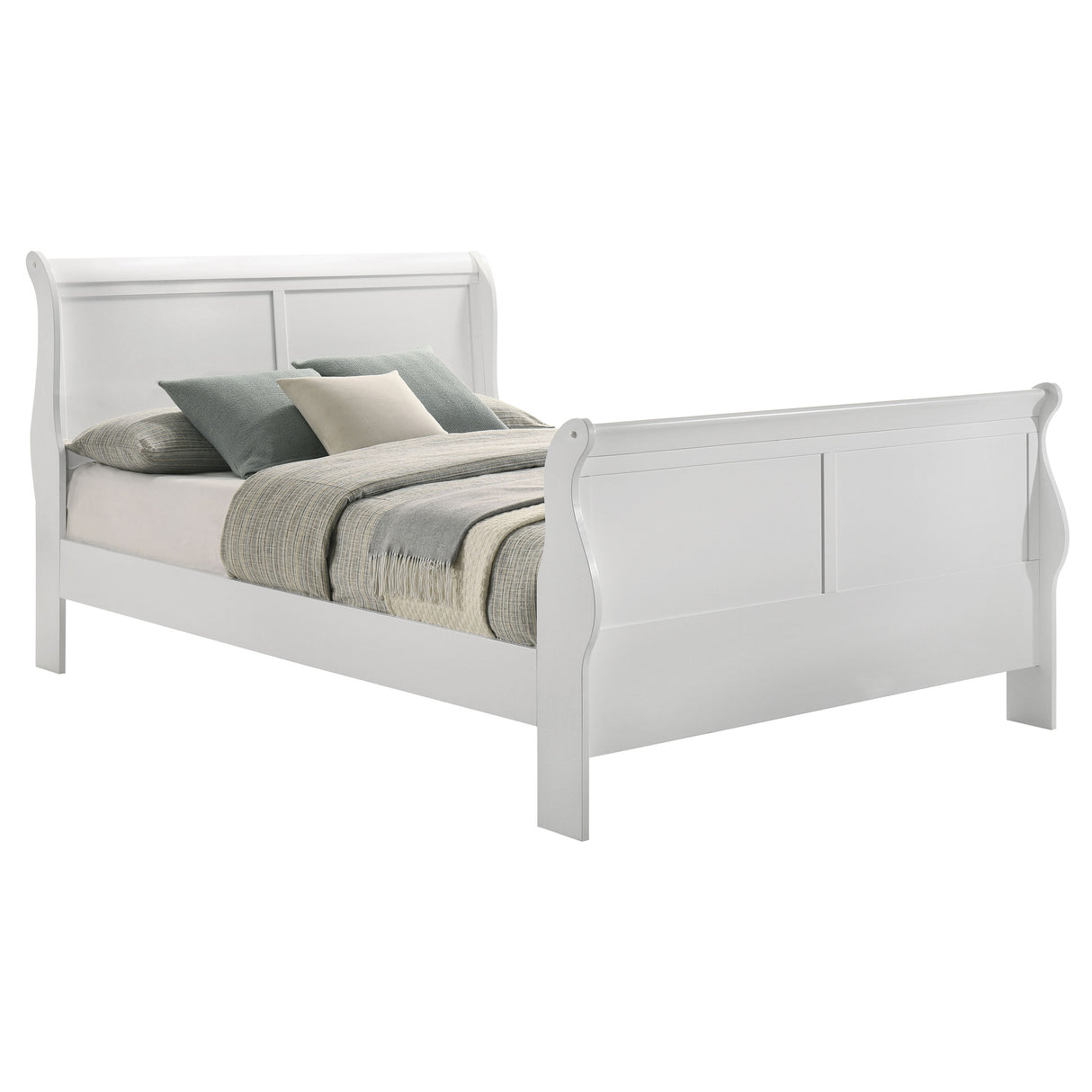 Full Bed - Louis Philippe Wood Full Sleigh Bed White