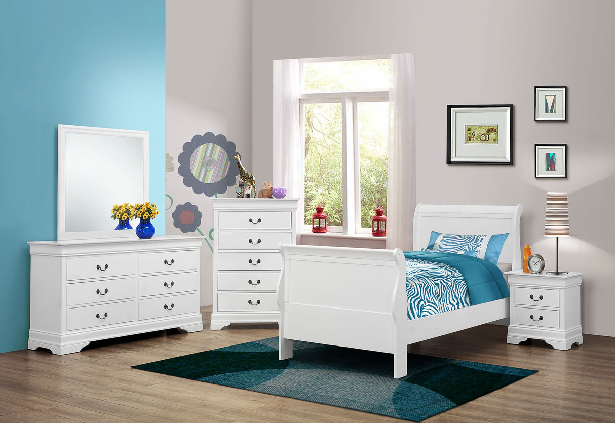 Twin Bed 4 Pc Set - Louis Philippe 4-piece Twin Bedroom Set White