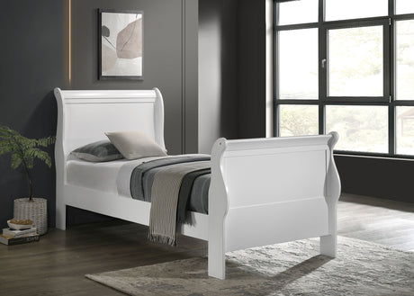Twin Bed - Louis Philippe Wood Twin Sleigh Bed White