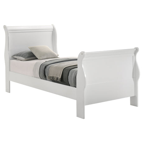 Twin Bed - Louis Philippe Wood Twin Sleigh Bed White