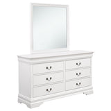 Dresser With Mirror - Louis Philippe 6-drawer Dresser with Mirror White