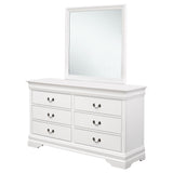 Dresser With Mirror - Louis Philippe 6-drawer Dresser with Mirror White