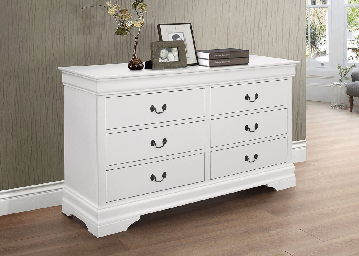 Dresser - Louis Philippe 6-drawer Dresser White