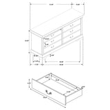 Dresser - Louis Philippe 6-drawer Dresser White