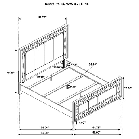 Full Bed - Leighton Wood Full Panel Bed Metallic Mercury