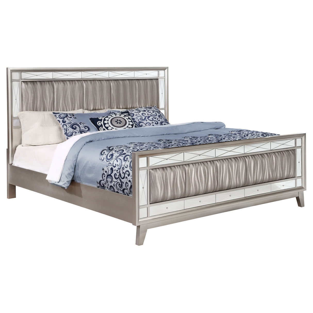 Queen Bed 4 Pc Set - Leighton 4-piece Queen Bedroom Set Metallic Mercury