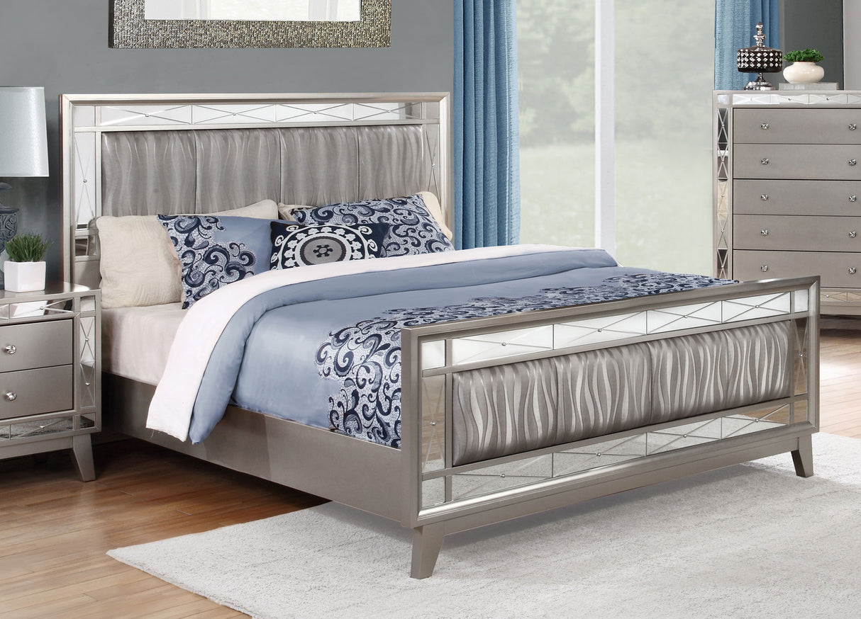 Queen Bed - Leighton Wood Queen Panel Bed Metallic Mercury