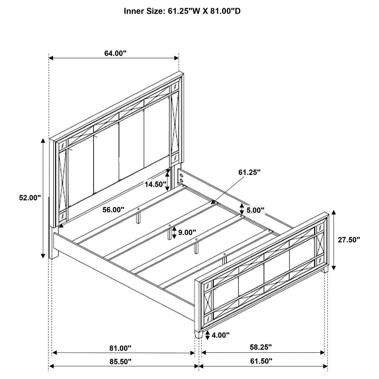 Queen Bed - Leighton Wood Queen Panel Bed Metallic Mercury