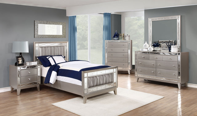 Twin Bed 5 Pc Set - Leighton 5-piece Twin Bedroom Set Metallic Mercury