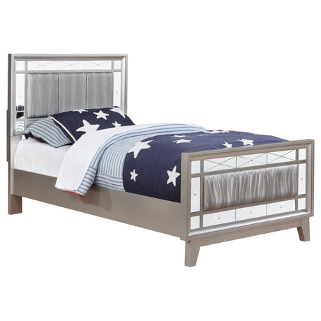 Twin Bed - Leighton Wood Twin Panel Bed Metallic Mercury