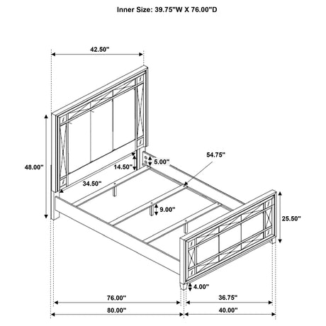 Twin Bed - Leighton Wood Twin Panel Bed Metallic Mercury