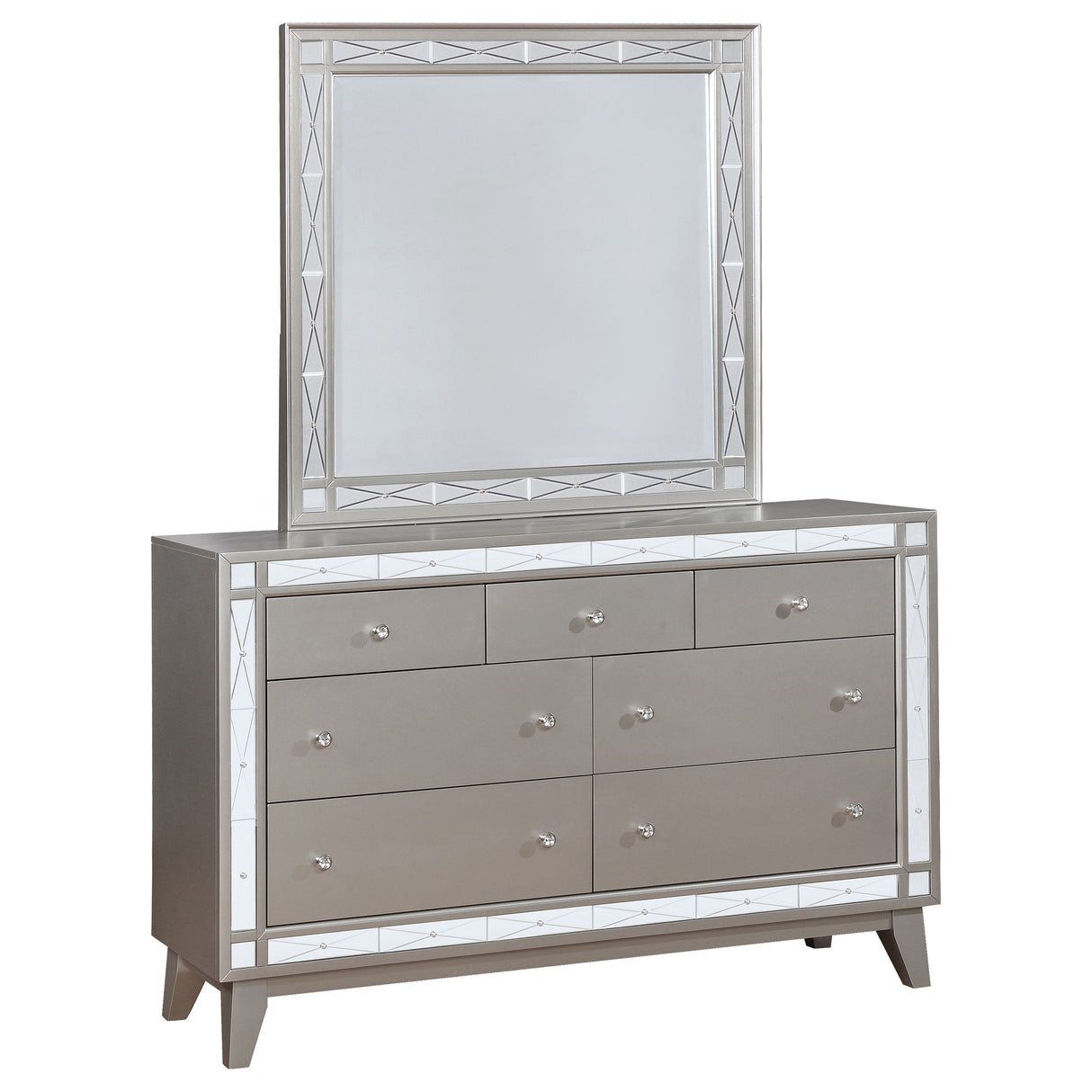 Dresser With Mirror - Leighton 7-drawer Dresser with Mirror Metallic Mercury