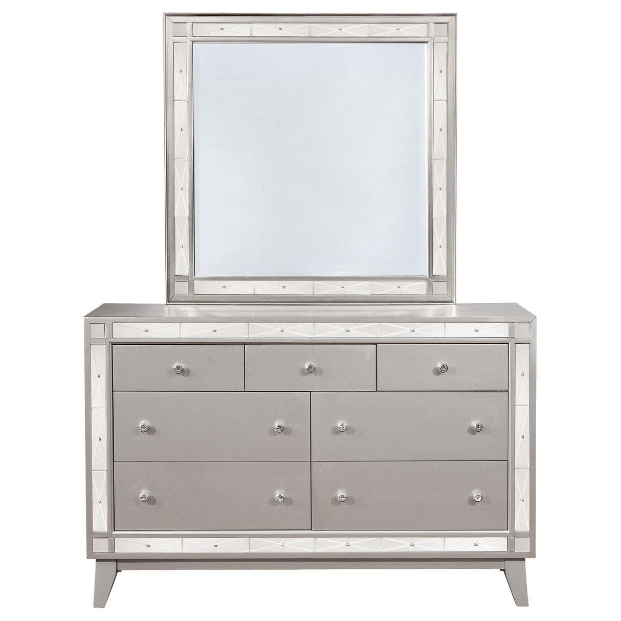 Dresser With Mirror - Leighton 7-drawer Dresser with Mirror Metallic Mercury