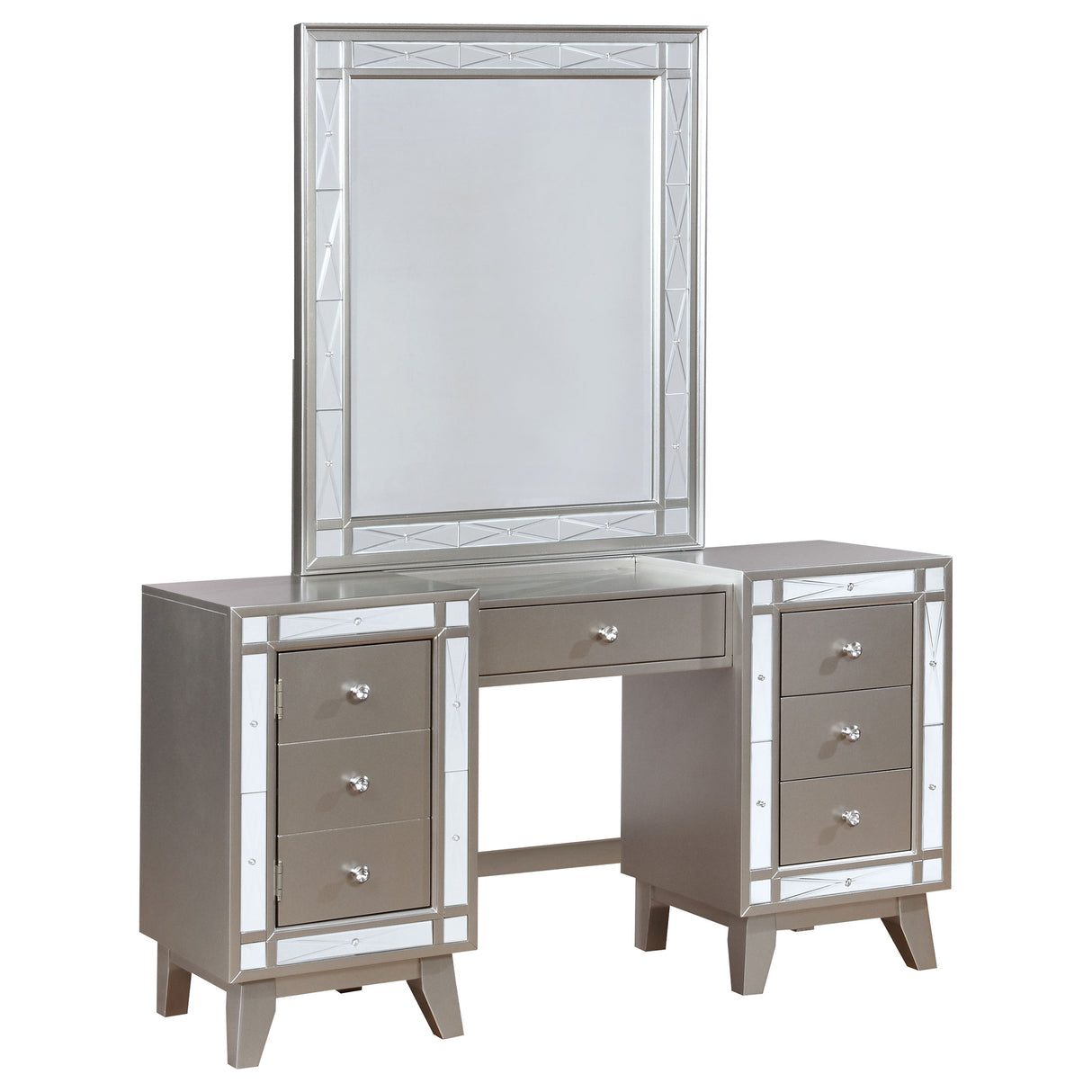 Vanity Set  - Leighton 3-piece Vanity Set Metallic Platinum