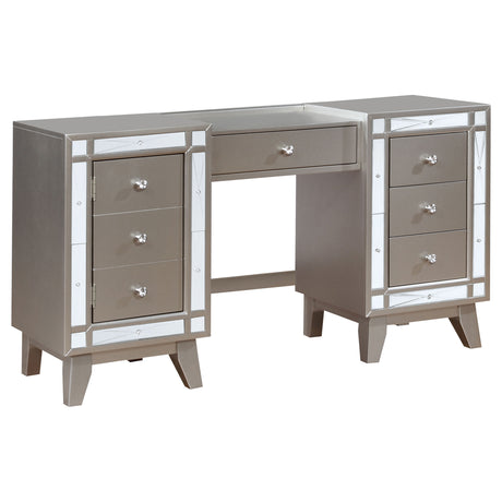 Vanity Table & Stool - Leighton Vanity Desk and Stool Metallic Mercury