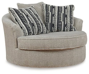 Ashley Sisal Calnita Oversized Swivel Accent Chair - Velvet | Home Elegance USA