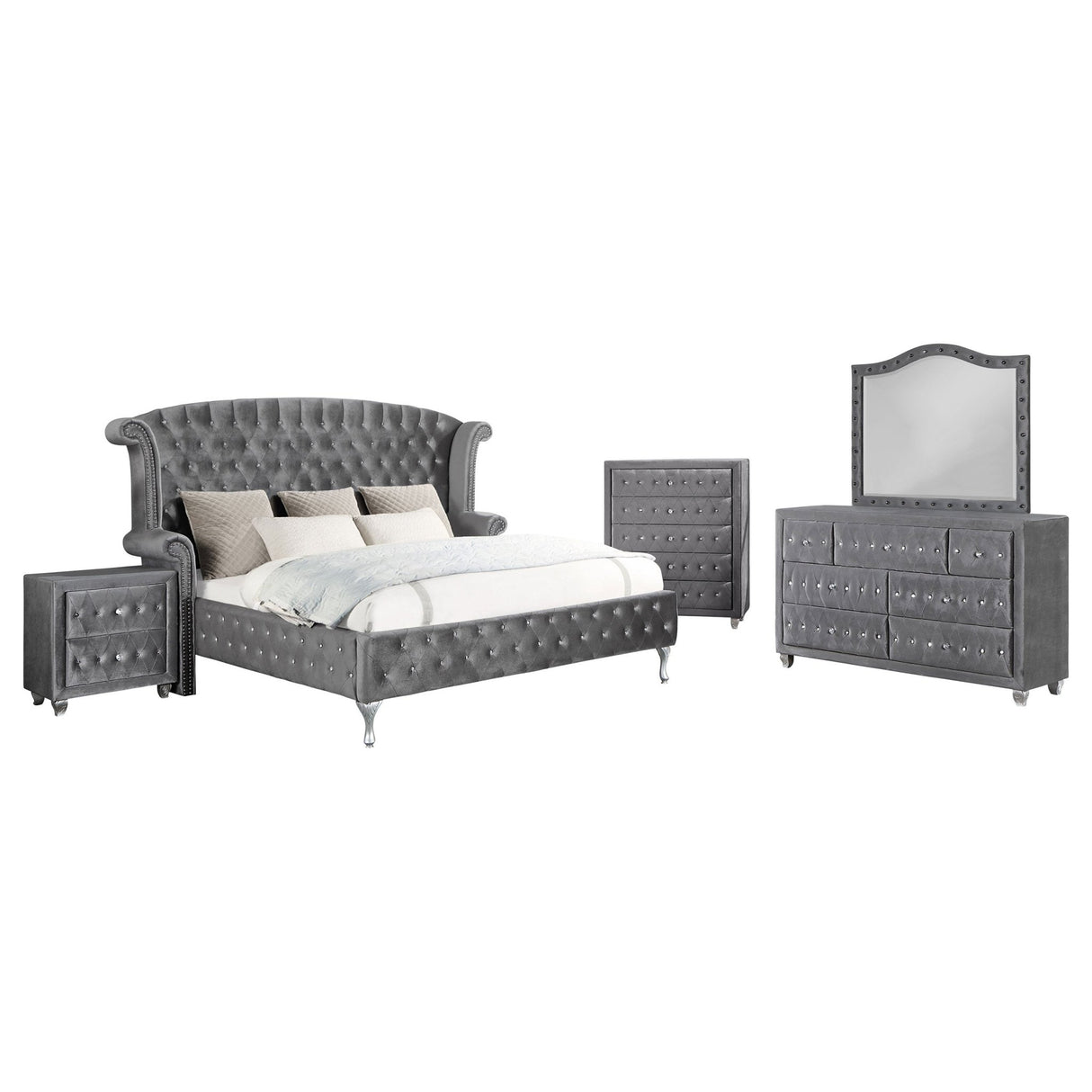 Deanna 5 - piece California King Bedroom Set Grey | Coaster - 205101KW - S5 - Home Elegance USA - 2