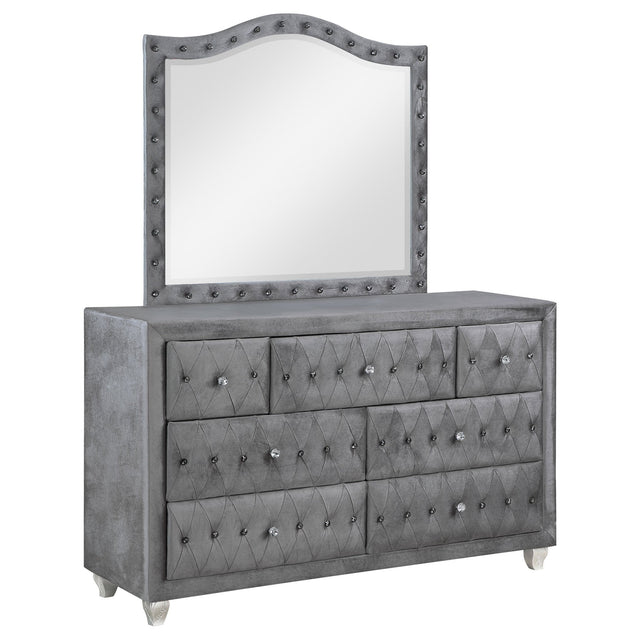 Deanna 7 - drawer Rectangular Dresser with Mirror Grey | Coaster - 205103M - Home Elegance USA - 1