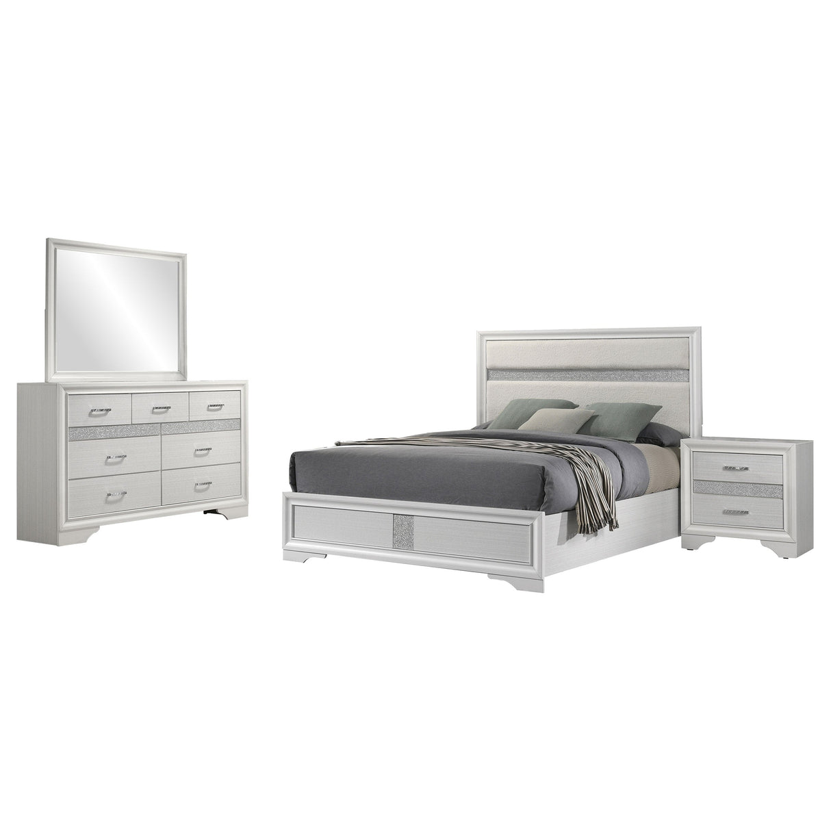 Miranda 4-piece California King Bedroom Set White - sold by Home Elegance USA