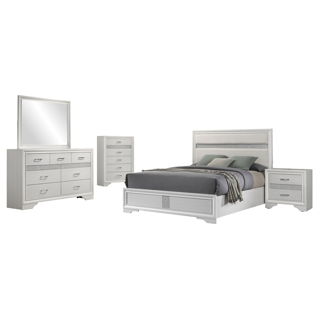Miranda 5-piece California King Bedroom Set White - sold by Home Elegance USA