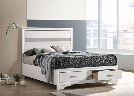 Full Storage Bed - Miranda Wood Full Storage Panel Bed White