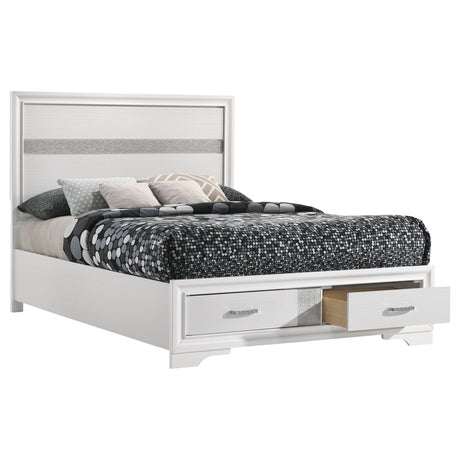 Full Storage Bed - Miranda Wood Full Storage Panel Bed White