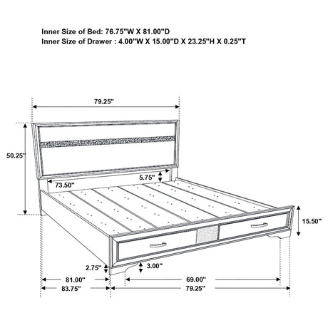 Eastern King Storage Bed - Miranda Wood Eastern King Storage Panel Bed White