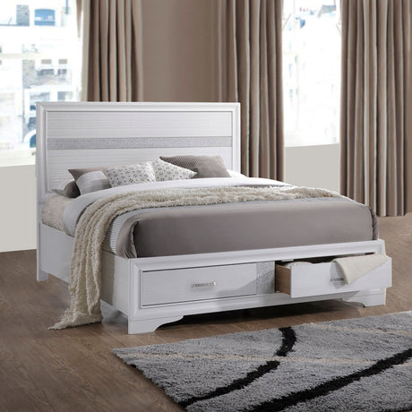 California King Storage Bed - Miranda Wood California King Storage Panel Bed White