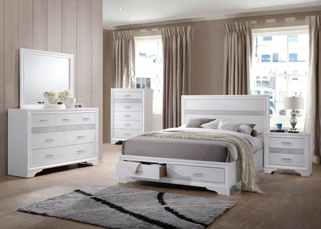 California King Storage Bed - Miranda Wood California King Storage Panel Bed White