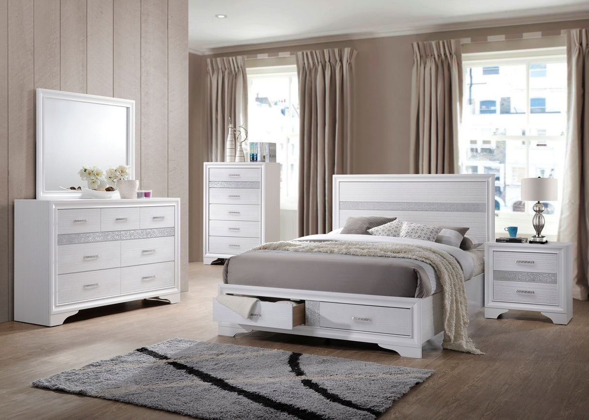Queen Storage Bed - Miranda Wood Queen Storage Panel Bed White