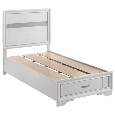 Twin Storage Bed - Miranda Wood Twin Storage Panel Bed White