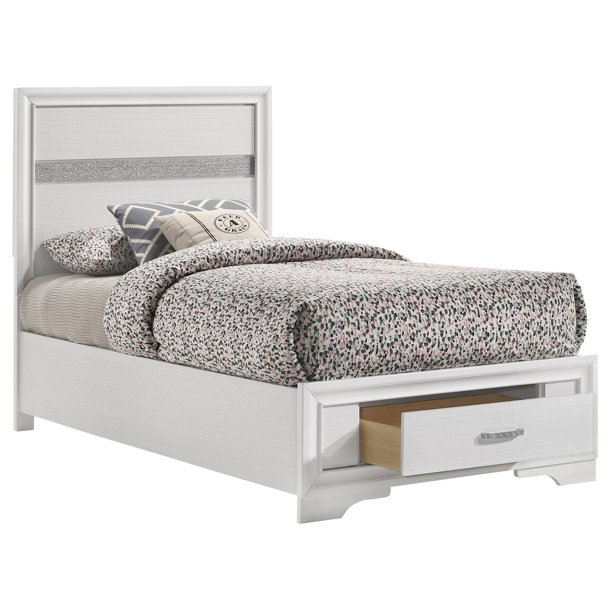 Twin Storage Bed - Miranda Wood Twin Storage Panel Bed White