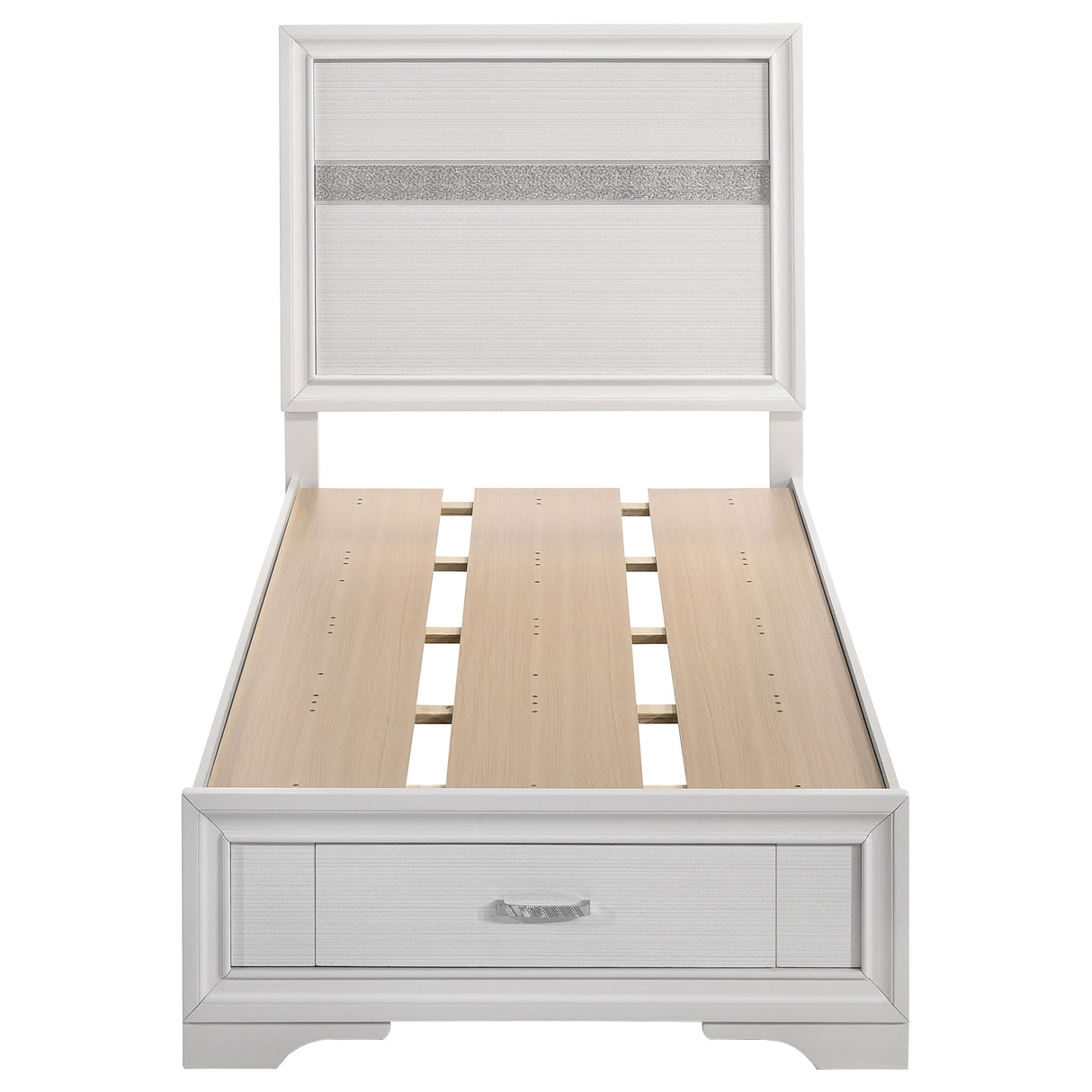 Twin Storage Bed - Miranda Wood Twin Storage Panel Bed White