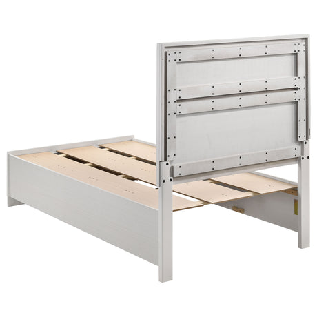 Twin Storage Bed - Miranda Wood Twin Storage Panel Bed White