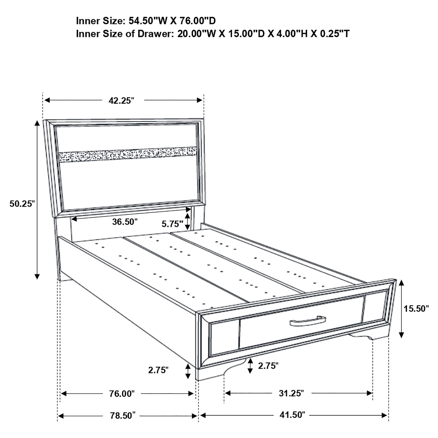 Twin Storage Bed - Miranda Wood Twin Storage Panel Bed White