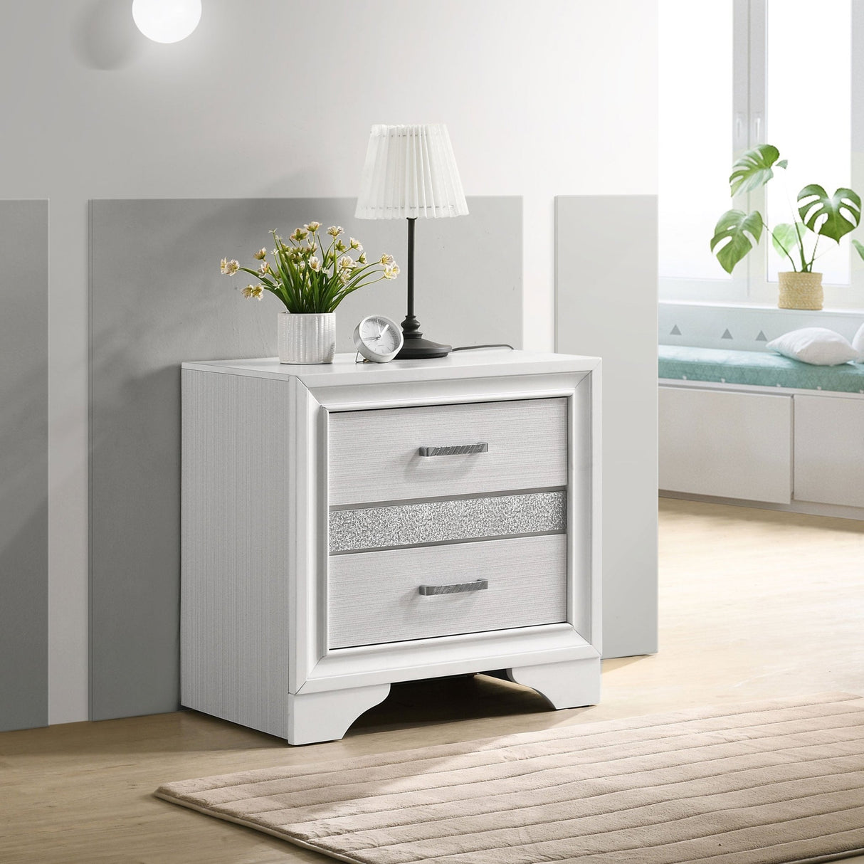 Nightstand - Miranda 2-drawer Nightstand Tray White