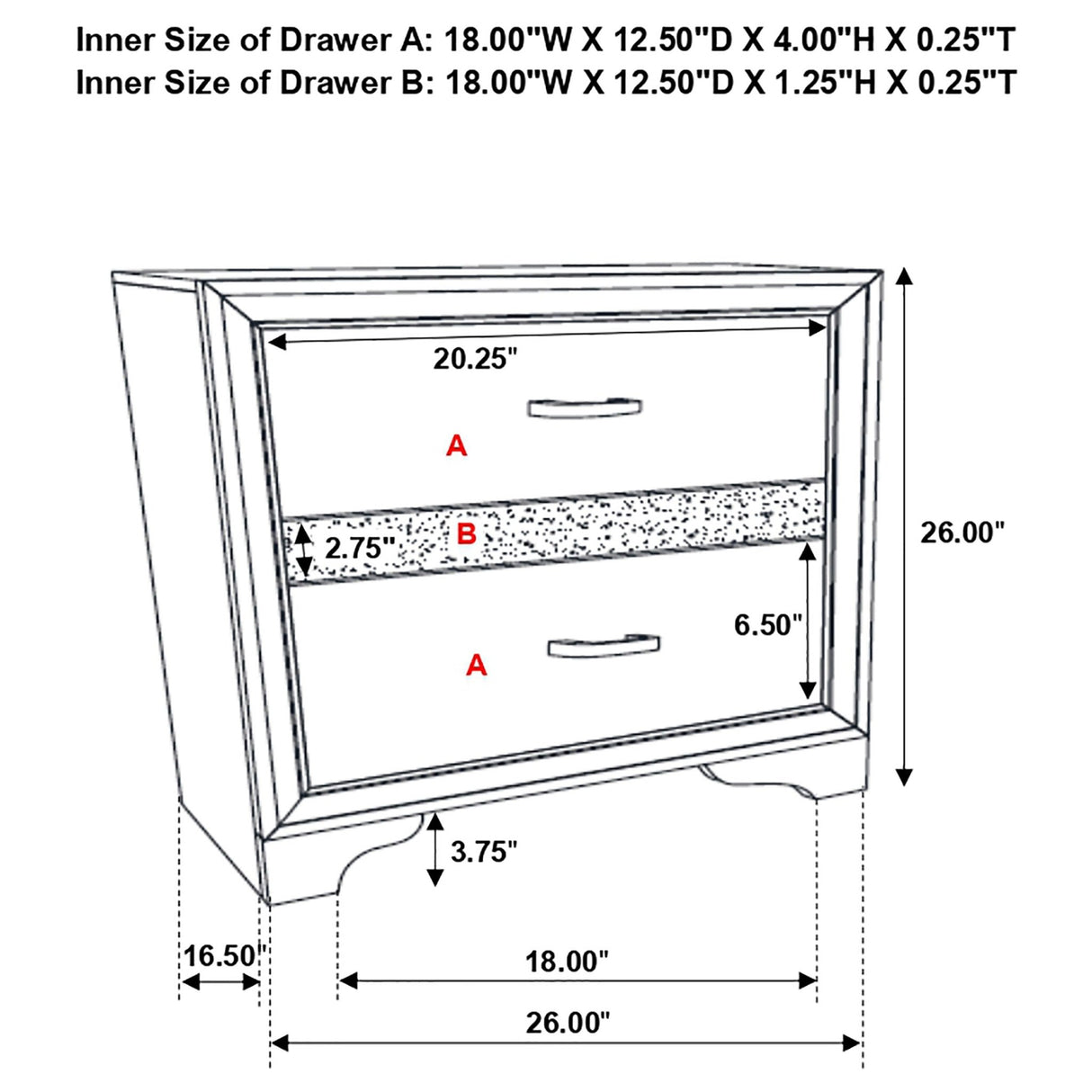 Nightstand - Miranda 2-drawer Nightstand Tray White